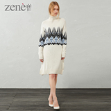 ZENE原创设计中长款高领纯羊绒衫女长款套头毛衣连衣裙秋冬