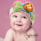 婴儿毛线帽女可爱 3-6个月-12个月0-1岁-2岁宝宝手工帽子秋冬