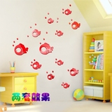 创意泡泡鱼小鱼水晶亚克力3d立体墙贴画儿童房卧室卡通床头背景墙