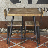 美式铁艺复古正方形实木餐桌椅组合餐饮休闲桌椅咖啡厅桌椅酒吧椅