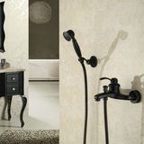 新款欧式浴室全铜黑古铜色浴缸龙头陶瓷小喷头淋浴简易花洒套装