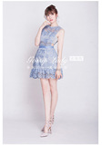 MIUCO2015欧美夏季新款女装镂空蕾丝抹胸性感修身背心连衣裙