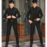 2016春夏薄款韩版修身男式西装套装西服男职业装工作服宽松两件套