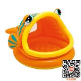 INTEX57109新款大嘴鱼充气游泳圆形遮阳戏水池 婴儿浴盆 海洋球池