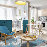 意式地中海蓝色时尚现代中式简约仿羊毛地毯客厅茶几田园卧室地垫