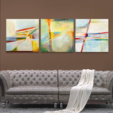现代简约几何抽象画客厅沙发背景组合油画壁画三联无框画玄关挂画