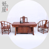 红木古典家具 非洲花梨木茶桌椅组合中式仿古实木茶桌茶台将军台
