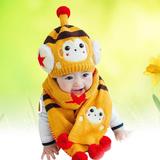 小倪邦 秋冬婴儿帽子儿童毛线帽 宝宝围脖套帽两套件 M061米色