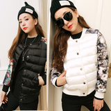 棉服女短款韩版棒球服加厚印花新款小棉衣品牌修身大码冬装潮外套