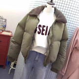 韩国代购2016冬装新款羽绒棉服羊羔毛拼接加厚小外套短款棉衣女
