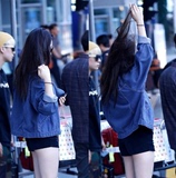 韩国代购2016春秋女装牛仔外套女宽松大码中长款学院风长袖学生潮