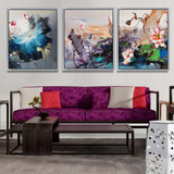 简约抽象山水画油画现代中式客厅装饰画三联画沙发背景墙墙画挂画