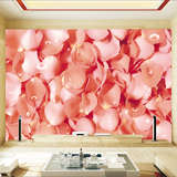 大型壁画浪漫花瓣玫瑰水珠3D立体个性墙纸壁纸现代电视背景墙