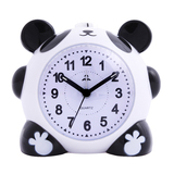富达熊猫创意儿童学生卡通可爱懒人功能静音夜光床头卧室简约闹钟