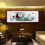 实木新中式现代客厅装饰画沙发背景墙挂画壁画办公室书房国色天香