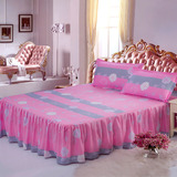 床裙单件防滑席梦思保护套1.8米/1.5m公主床盖单笠粉色荷叶边床罩