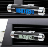 汽车出风口透明液晶显示温度计车载电子时钟车用时间钟表汽车用品