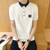 夏季青少年修身短袖T恤 男士潮流韩版修身翻领POLO衫 男生潮衣服