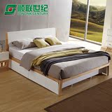 顺联家具 北欧实木床双人床1.8米 现代简约白蜡木床婚床卧室床