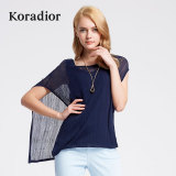 Koradior/珂莱蒂尔正品女装夏韩版不规则拼接修身假两件针织衫薄