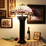 外贸原单蒂凡尼台灯 欧式美式双头台灯 客厅玄关桌灯复古装饰台灯
