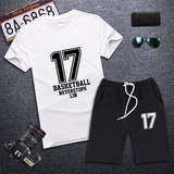橙娇夏季男装短袖T恤套装17号林书豪篮球训练衣服青少年学生大码