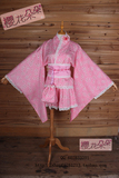 【H-020-2樱花朵朵】cos 和服浴衣 粉色白点点小樱花 振袖 7件套