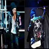 权志龙GD同款时尚外套BIGBANG骷髅头涂鸦机车皮衣男女夹克棒球服