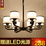 新中式铁艺吊灯圆形客厅卧室灯具现代简约布艺餐厅酒店大厅灯2999
