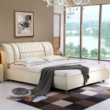 皮床 软床现代真皮床1.5 1.8米小户型双人床皮艺软体床婚床包安装