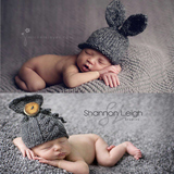 儿童摄影服装影楼婴幼儿百天周岁宝宝写真拍照毛线手工编织帽子