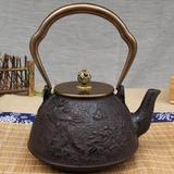 铸铁壶日本功夫 老生铁茶壶煮茶泡茶烧水茶具 铜盖铜把纯手工铁壶