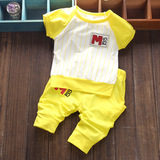 男宝宝夏装2015短袖套装0-1岁2岁6个月婴儿衣服男童女童装夏季 潮
