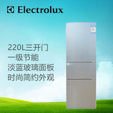 Electrolux/伊莱克斯 EMM220SGB 三开门家用节能淡蓝色玻璃冰箱