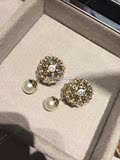 小S香港代购 Dior 15Ss新款 超美的 双面水晶珍珠耳钉