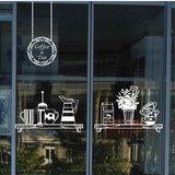 新款创意 墙贴贴纸 咖啡和茶 橱窗玻璃餐奶茶甜品店咖啡厅装饰画