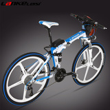 蓝克雷斯 折叠锂电自行车26寸27速铝合金一体轮助力车电动自行车