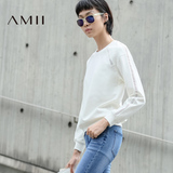 Amii[极简主义]2016秋季新款修身大码圆领套头休闲卫衣女11672621