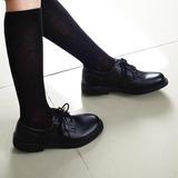 日系学院风黑色系带皮鞋男女jk制服鞋cosplay万用表演鞋尖头皮鞋