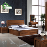 臻尚美家黑胡桃木床1.8米全实木家具组合 纯实木双人床高箱储物床