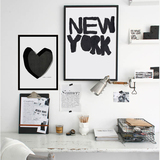 new york 黑白简约有框画北欧风格装饰画loft风工作室挂画组合