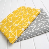 黄色灰色几何北欧简约宜家现代个性棉麻面窗帘盖布桌布手工布料