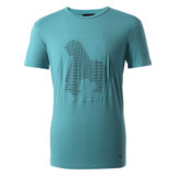 正品折扣EA阿玛尼Armani湖蓝色六边形印花图案男士短袖T恤包邮