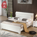 全白色纯实木床橡木床中式1.8米简约现代原木储物双人婚床包邮