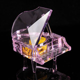 中号水晶玻璃钢琴音乐盒 情人节八音盒浪漫礼物创意桌面摆件礼品