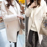 韩国呢子羊绒大衣加厚长袖中长款女款修身大码茧型学生毛呢外套潮