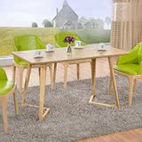 北欧现代简约长方形实木餐桌椅子组合日式水曲柳原木家用餐馆饭桌