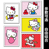卡通电影动画海报儿童房可爱有框画装饰画挂画 Hello Kitty