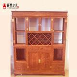 新款欧式红木家具中式明清古典非洲黄花梨木双层红酒柜中式间厅柜