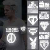 新款BIGBANG权志龙GD演唱同款白t恤夜光纯棉男女发光反光短袖T恤